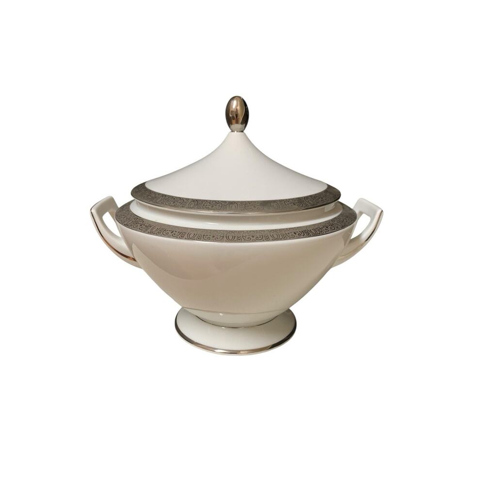 Bavaria Germany Taeger & Co Golden Crown E & R 1886 Covered Soup Tureen Platinum